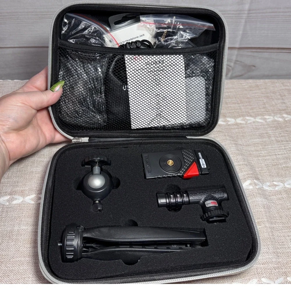 USKEYVISION VLOG K2 Smartphone Microphone Light Video Kit with Case Gray